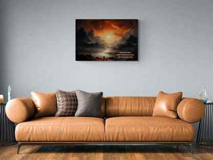 Serenity at Dusk 2: Exotic Landscape Poster Wall Art with Tranquil Haiku