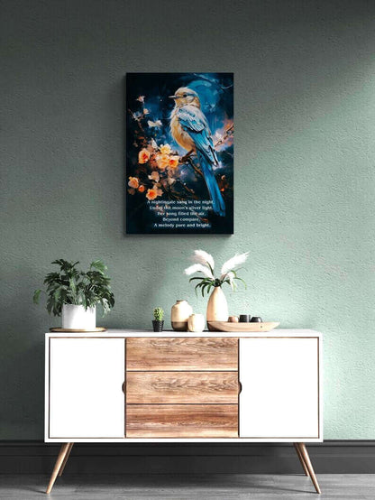 Moonlit Melody: Limerick-Inspired Nightingale in Moonlight Canvas Wall Art