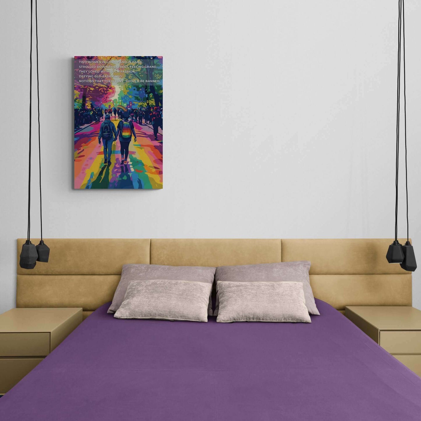 Hand in Hand: Joyful Gay Pride Canvas Wall Art, Inspired by Passionate Limerick