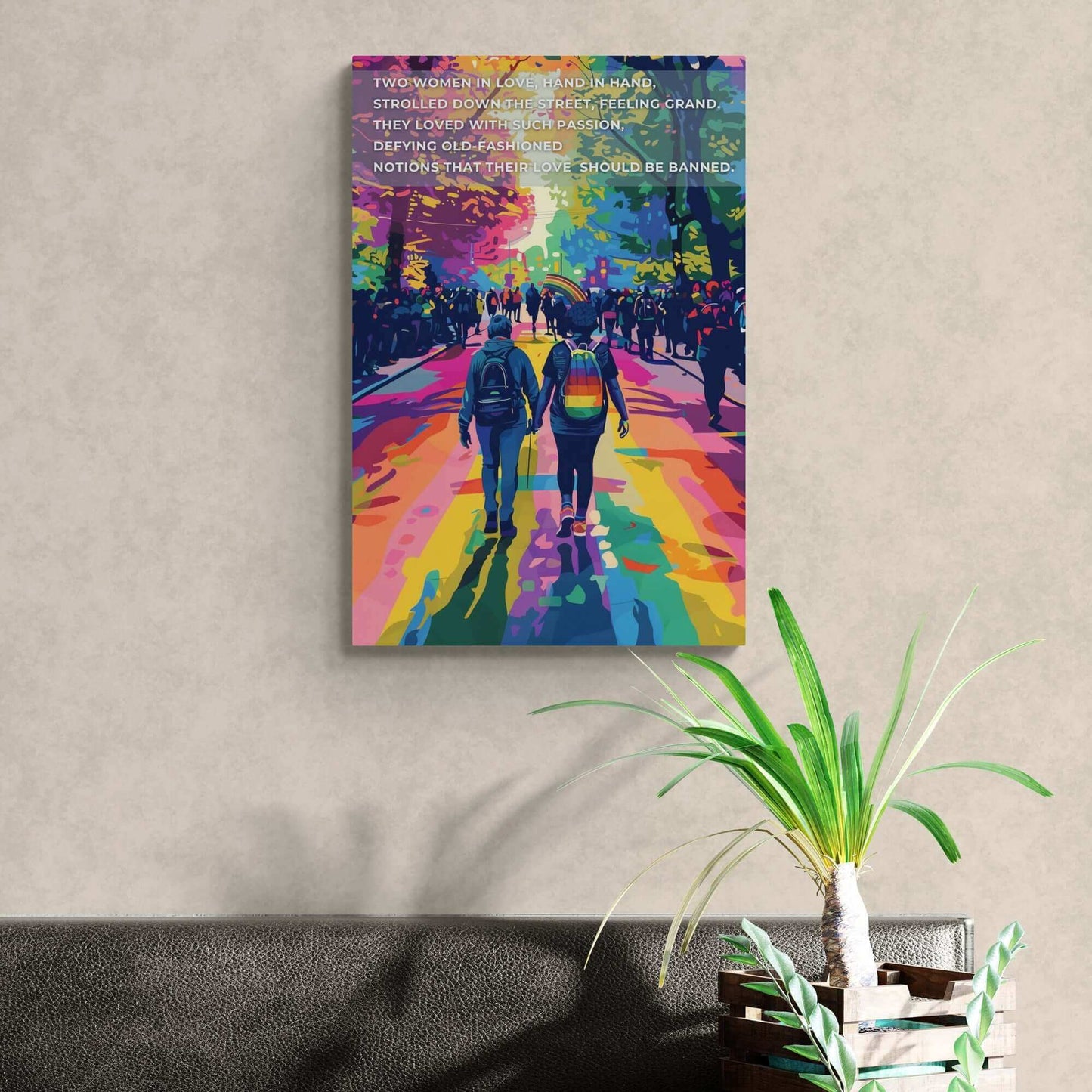 Hand in Hand: Joyful Gay Pride Canvas Wall Art, Inspired by Passionate Limerick