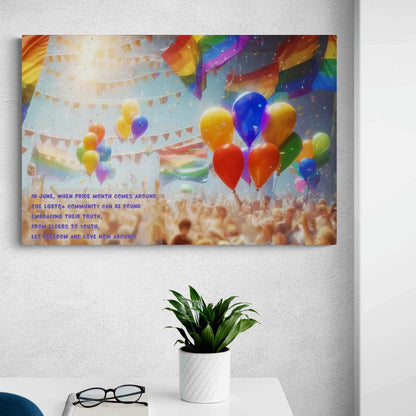 Love Abounds: Joyful Gay Pride Canvas Wall Art, Inspired by Celebratory Limerick