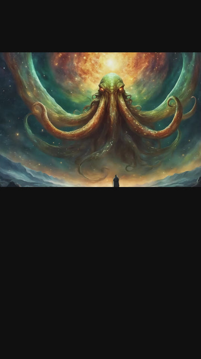 Cthulhu's Witness: Lovecraftian Night Sky Horror Poster Wall Art