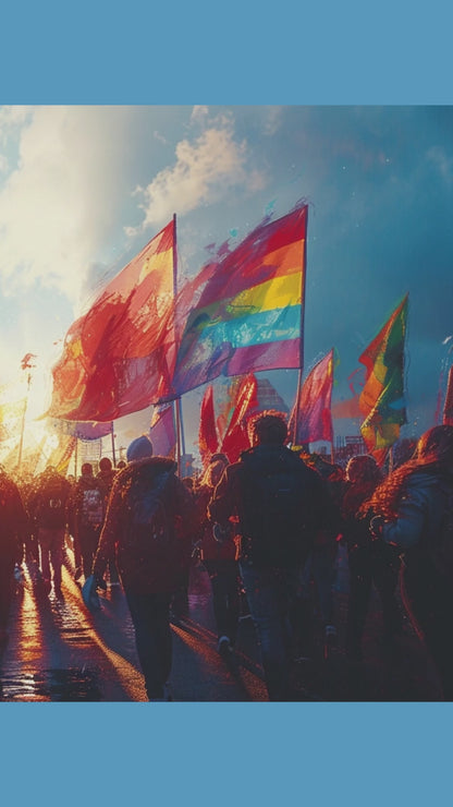 March of Determination: Empowering Gay Pride Poster Wall Art, Inspired by Uplifting Limerick