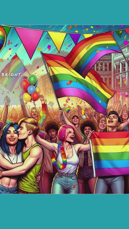 Liberation Complete: Vibrant Pride Parade Canvas Wall Art, Inspired by Colorful Limerick