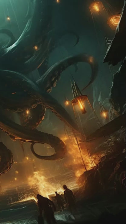 Mesmerizing Cthulhu Poster Wall Art, Inspired by Lovecraftian 2-Sentence Story