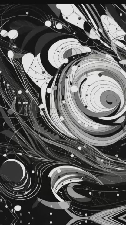 Vortex of Silence: Intricate Black & White Swirling Abstract Poster Wall Art