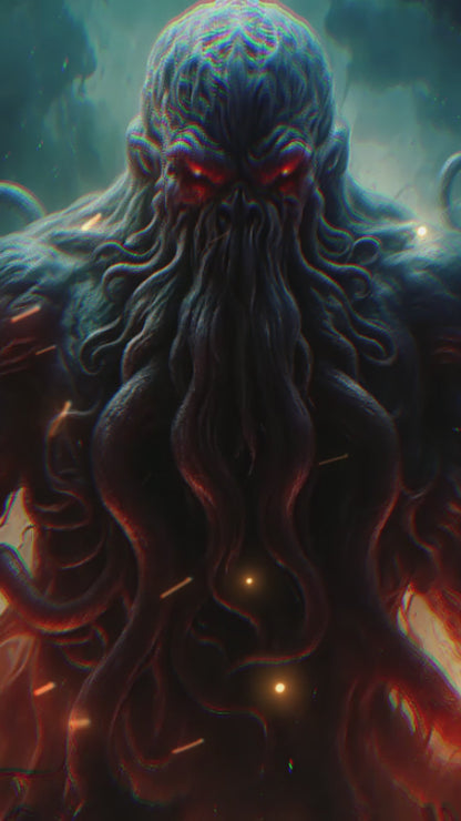 Cthulhu Rises Poster Wall Art, Inspired by Chilling Haiku