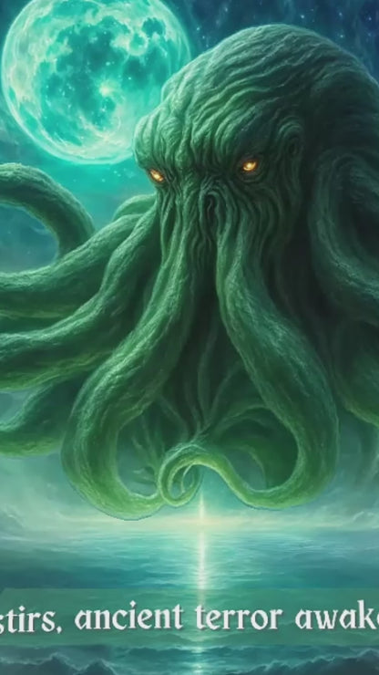 Horrifying Cthulhu Poster Wall Art Inspired by Eerie 6-Word Story