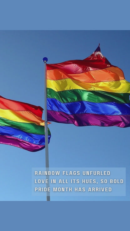 Bold Rainbow Flags Poster Wall Art, Inspired by Celebratory Haiku - Pride Month Art Print